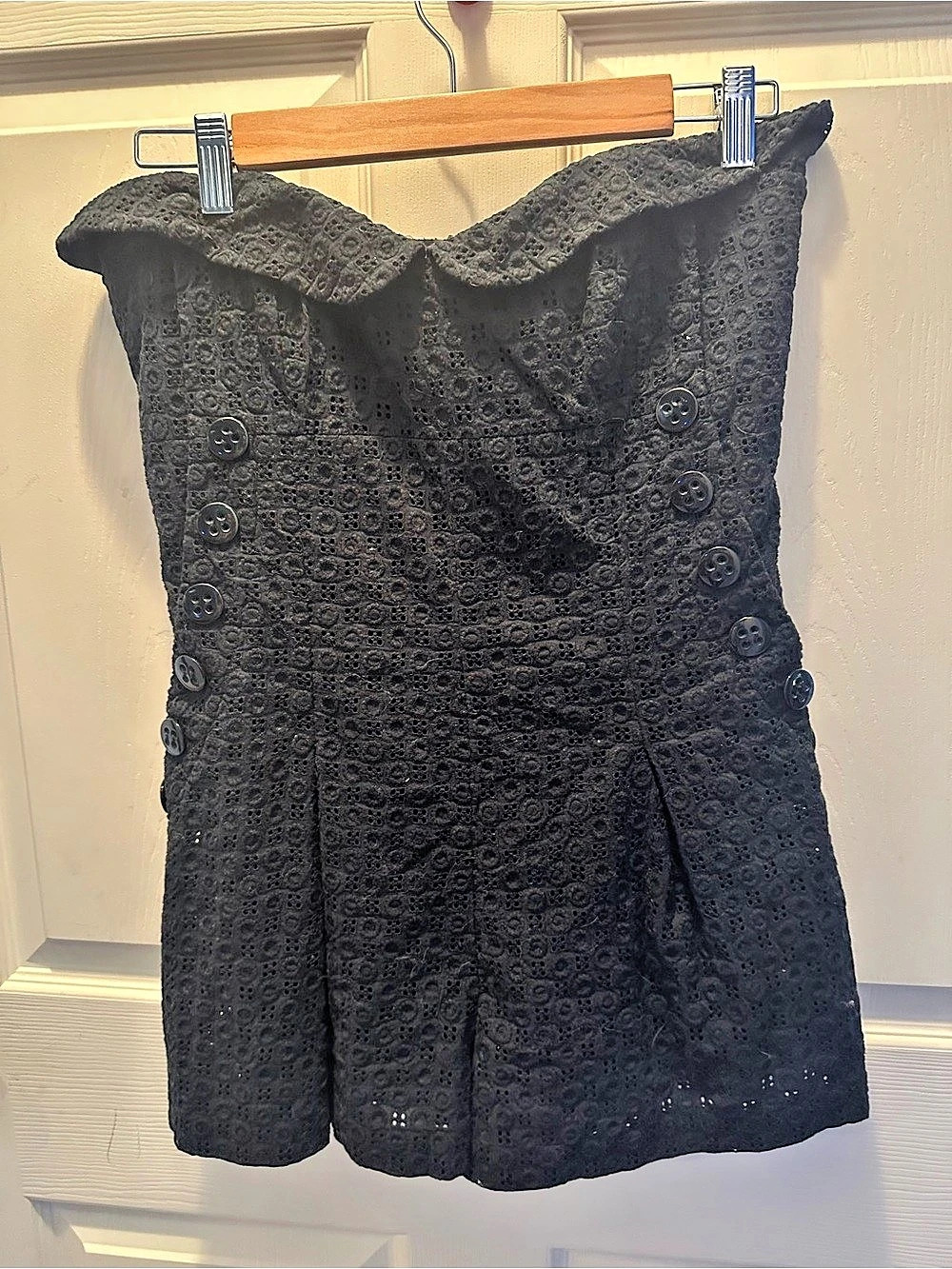 Betsey Johnson Vintage Y2K Black Eyelet Lace Romper Size S